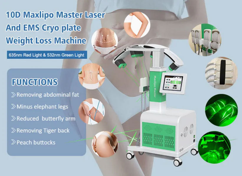 Fat Freezing 10d Maxlipo Criolipolisis Body Shape 3 in 1 EMS Muscle Stimulator Cryo 360 Degree 635nm Light Therapy Laser Slimming Machine Weight Loss