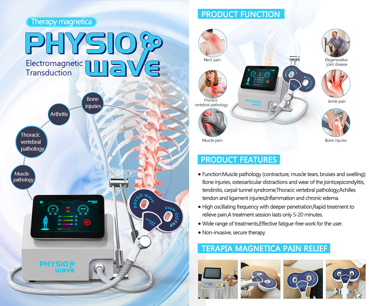 Electromagnetic Muscle Relax Extracorporeal Physio Magneto Physiotherapy Therapy Equipment