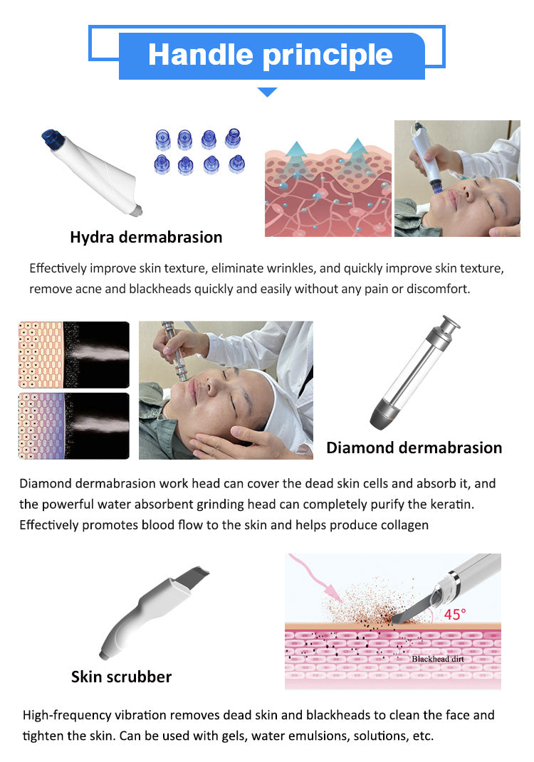 11 in 1 Wrinkle Remover Oxygen Hydro Diamond Microdermabrasion Hydra Water Aqua Crystal Micro Dermabrasion Peeling Facial Machine for Skin Peeling