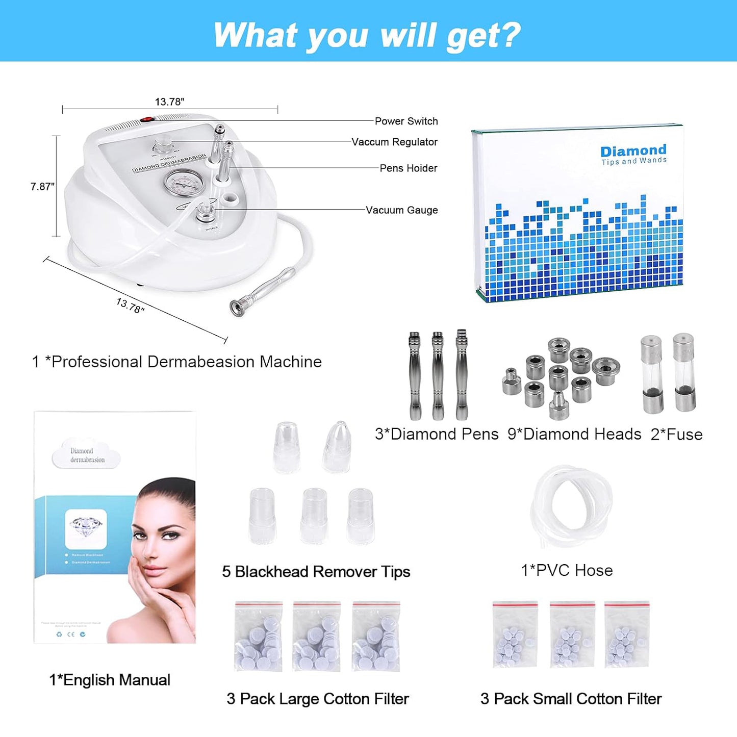 2 in 1 Diamond Microdermabrasion Machine Professional Blackhead Removal Equipment