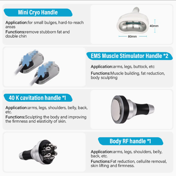 360-Degree 6 in 1 Cryo and RF Vacuum 40K Cavitation EMS Muscle Stimulator Body Sculpting Fat Freezing Slimming Machine